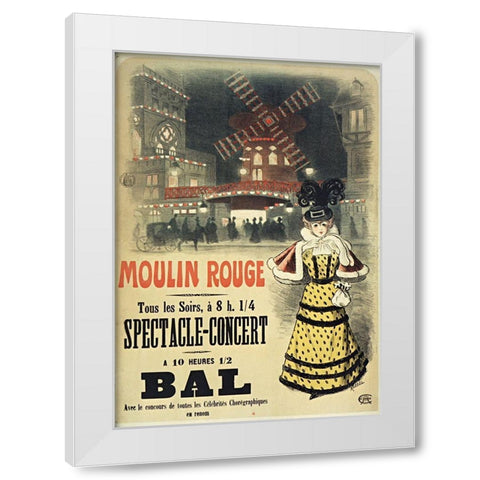 Moulin Rouge Bal Roedel White Modern Wood Framed Art Print by Vintage Apple Collection
