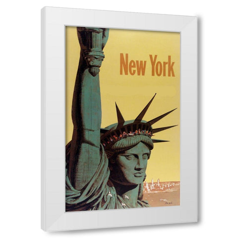 NY Liberty White Modern Wood Framed Art Print by Vintage Apple Collection