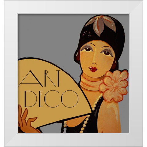 Art Deco Flapper White Modern Wood Framed Art Print by Vintage Apple Collection