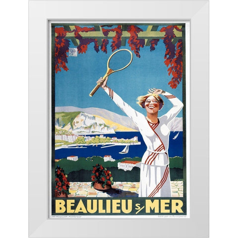 Beaulieu Mer White Modern Wood Framed Art Print by Vintage Apple Collection