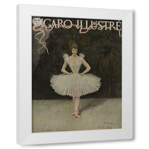 Figaro Illustre Ballerina White Modern Wood Framed Art Print by Vintage Apple Collection