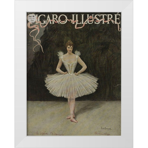 Figaro Illustre Ballerina White Modern Wood Framed Art Print by Vintage Apple Collection