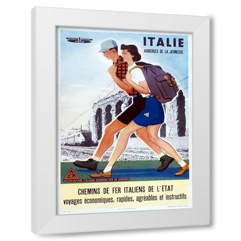 Italie Auberges Dela Jeunesse White Modern Wood Framed Art Print by Vintage Apple Collection