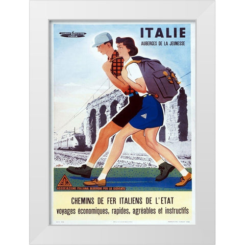 Italie Auberges Dela Jeunesse White Modern Wood Framed Art Print by Vintage Apple Collection