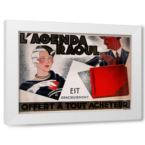 La Agenda Raoul White Modern Wood Framed Art Print by Vintage Apple Collection