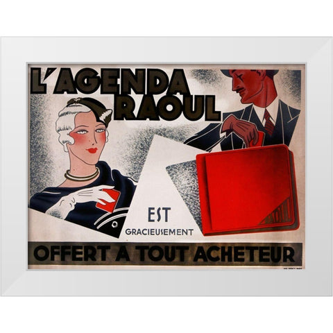 La Agenda Raoul White Modern Wood Framed Art Print by Vintage Apple Collection