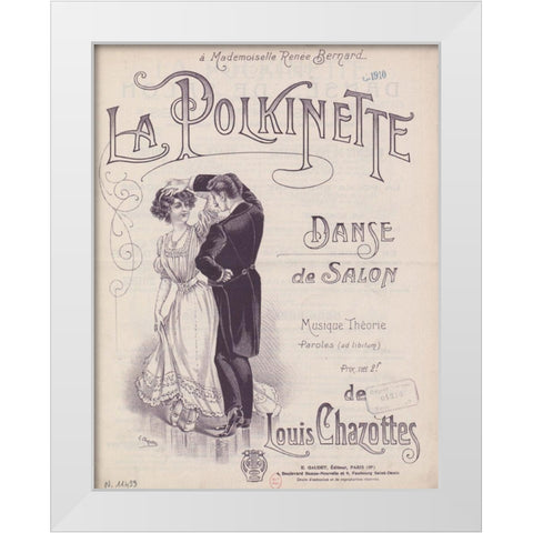 La Polkinette White Modern Wood Framed Art Print by Vintage Apple Collection