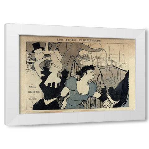 Lautrec Les Fetes Parisiennes White Modern Wood Framed Art Print by Vintage Apple Collection