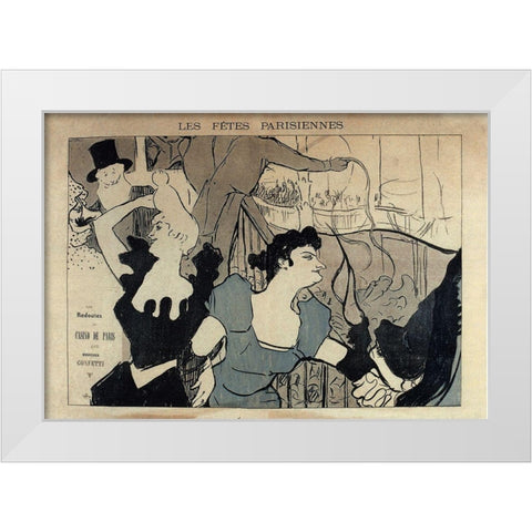 Lautrec Les Fetes Parisiennes White Modern Wood Framed Art Print by Vintage Apple Collection