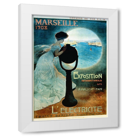 Marseille 1908 White Modern Wood Framed Art Print by Vintage Apple Collection