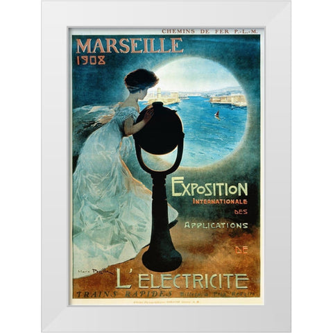 Marseille 1908 White Modern Wood Framed Art Print by Vintage Apple Collection
