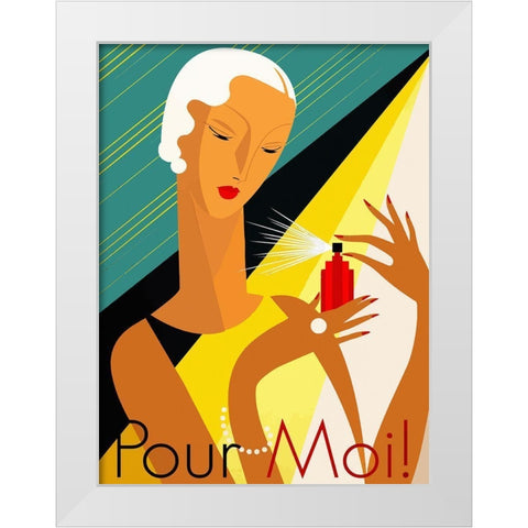 Pour Moi White Modern Wood Framed Art Print by Vintage Apple Collection