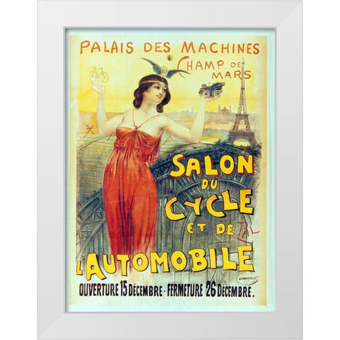 Salon Du Cycle White Modern Wood Framed Art Print by Vintage Apple Collection