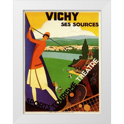 Vichy Ses Sources White Modern Wood Framed Art Print by Vintage Apple Collection