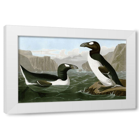 Penguins White Modern Wood Framed Art Print by Vintage Apple Collection