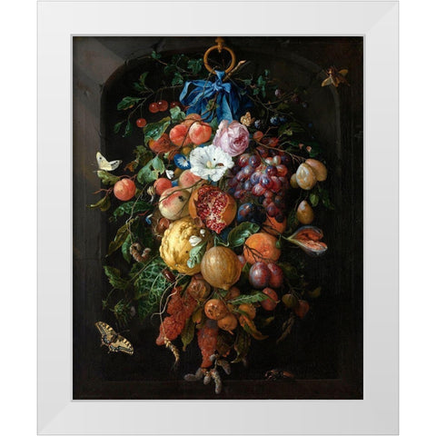 Flowers Ten White Modern Wood Framed Art Print by Vintage Apple Collection