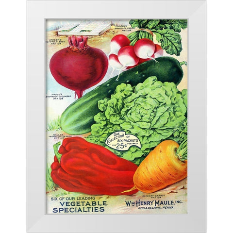 1915 Maule Seed Veggies White Modern Wood Framed Art Print by Vintage Apple Collection