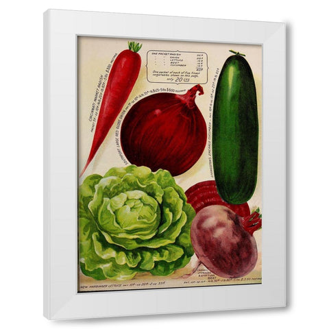 Annual Of True Blue Veggies White Modern Wood Framed Art Print by Vintage Apple Collection