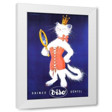 Cat White Modern Wood Framed Art Print by Vintage Apple Collection