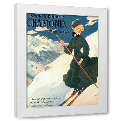 Chamonix Mont Blanc White Modern Wood Framed Art Print by Vintage Apple Collection