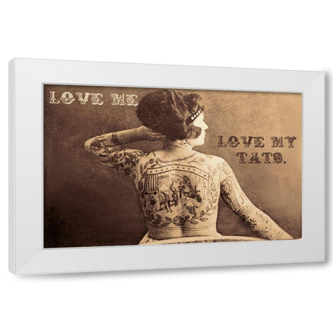 Love Me White Modern Wood Framed Art Print by Vintage Apple Collection