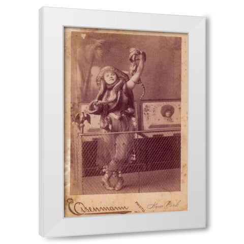 Snake Charmer White Modern Wood Framed Art Print by Vintage Apple Collection