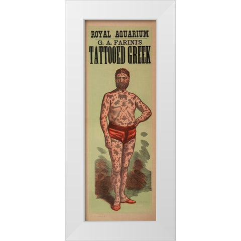 Tattoo Greek White Modern Wood Framed Art Print by Vintage Apple Collection