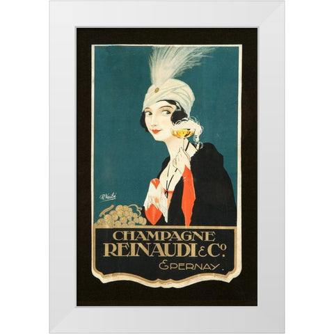 Champagne Renaudi White Modern Wood Framed Art Print by Vintage Apple Collection