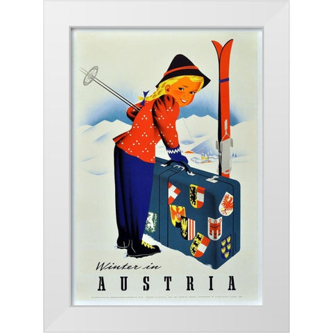 Winter Austria White Modern Wood Framed Art Print by Vintage Apple Collection