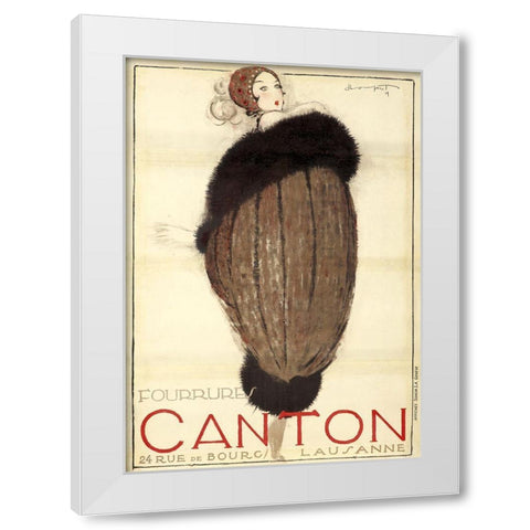 Canton Furs White Modern Wood Framed Art Print by Vintage Apple Collection
