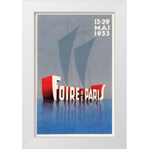 Foire De Paris White Modern Wood Framed Art Print by Vintage Apple Collection