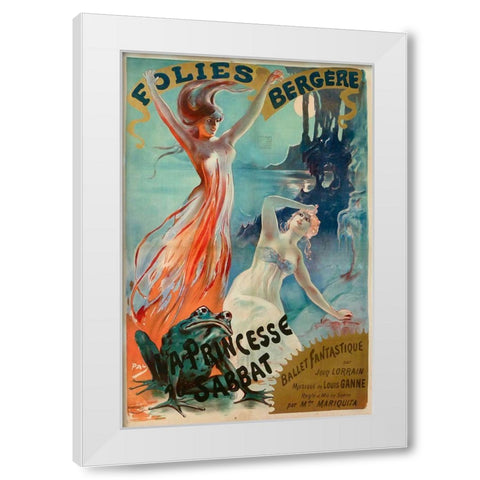 Folies Bergere Pal White Modern Wood Framed Art Print by Vintage Apple Collection