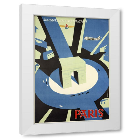 Jugoslovenski Paris White Modern Wood Framed Art Print by Vintage Apple Collection