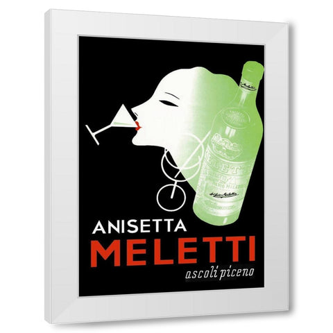 Meletti Anisette White Modern Wood Framed Art Print by Vintage Apple Collection