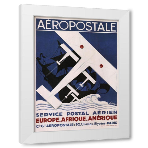 Aeropostale White Modern Wood Framed Art Print by Vintage Apple Collection