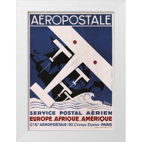 Aeropostale White Modern Wood Framed Art Print by Vintage Apple Collection