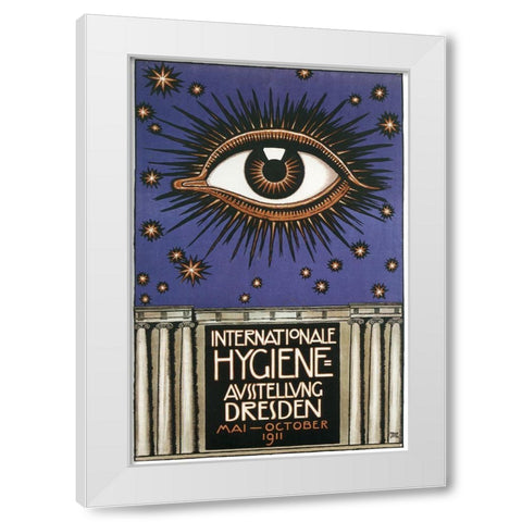 Cosmic Eye International Hygiene White Modern Wood Framed Art Print by Vintage Apple Collection