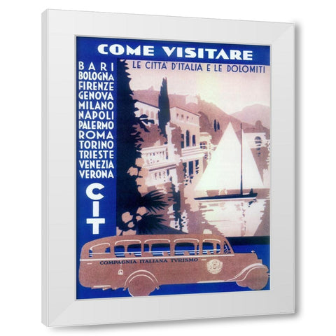 Italian Cities White Modern Wood Framed Art Print by Vintage Apple Collection