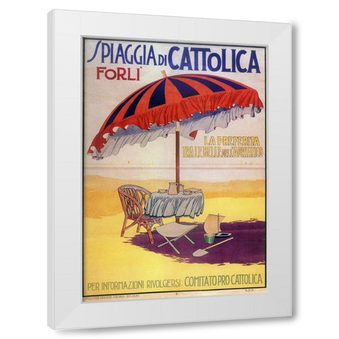 Spiaggia Cattolica White Modern Wood Framed Art Print by Vintage Apple Collection