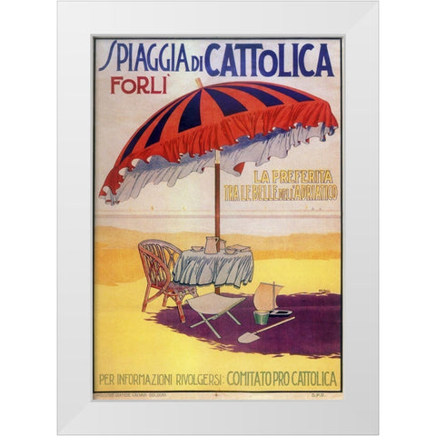Spiaggia Cattolica White Modern Wood Framed Art Print by Vintage Apple Collection