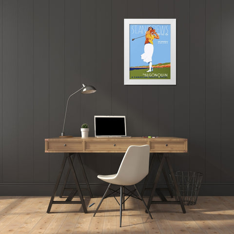 St. Andrews White Modern Wood Framed Art Print by Vintage Apple Collection