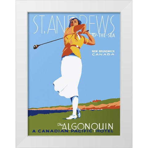 St. Andrews White Modern Wood Framed Art Print by Vintage Apple Collection
