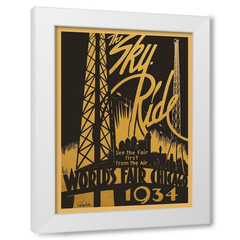 Sky Ride White Modern Wood Framed Art Print by Vintage Apple Collection