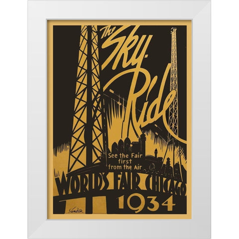 Sky Ride White Modern Wood Framed Art Print by Vintage Apple Collection