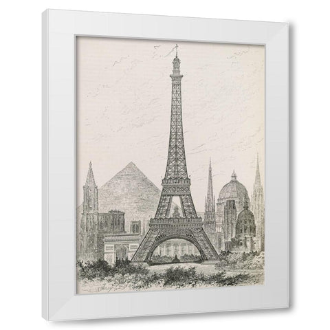 La Tour Eiffel - Hauteur CompareÂ´e White Modern Wood Framed Art Print by Vintage Apple Collection