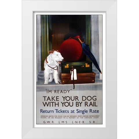 Dog Rail White Modern Wood Framed Art Print by Vintage Apple Collection