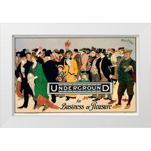 Underground Business White Modern Wood Framed Art Print by Vintage Apple Collection