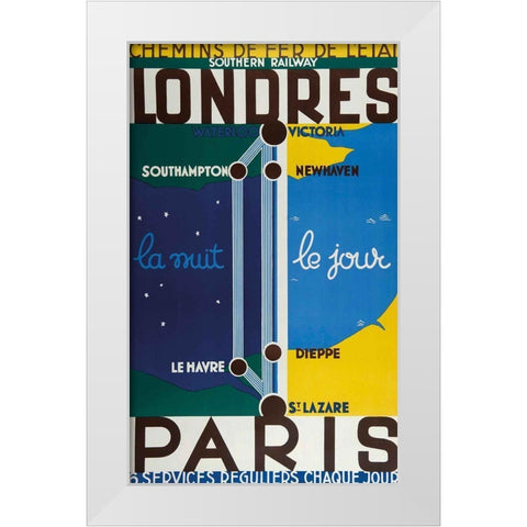Londres White Modern Wood Framed Art Print by Vintage Apple Collection