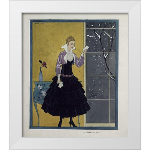 Barbier Black Dress White Modern Wood Framed Art Print by Vintage Apple Collection
