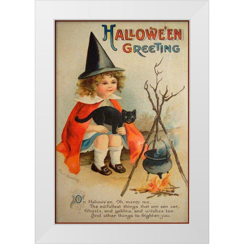 Halloween Cauldron.tif White Modern Wood Framed Art Print by Vintage Apple Collection
